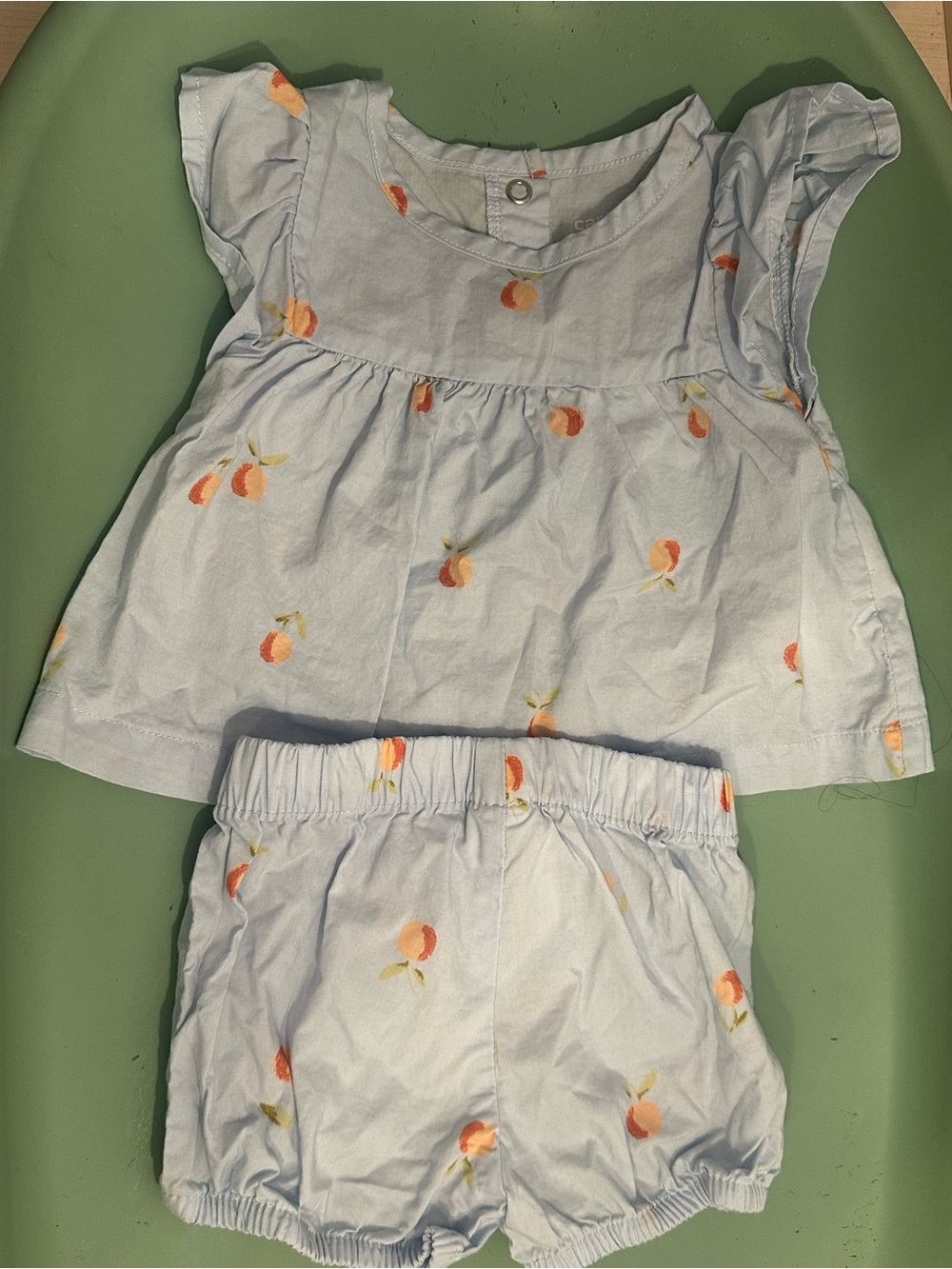 Carter's Light Blue Peach Print Baby Top & Bloomers